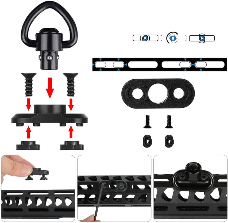 TPO تركيب دوار حزام QD 1" ثقيل الوزن مع حلقة D-Loop سكة بيكاتيني QD لحزام سريع الفصل/الإفراج لنظام الحزام ذو النقطتين - Image 5